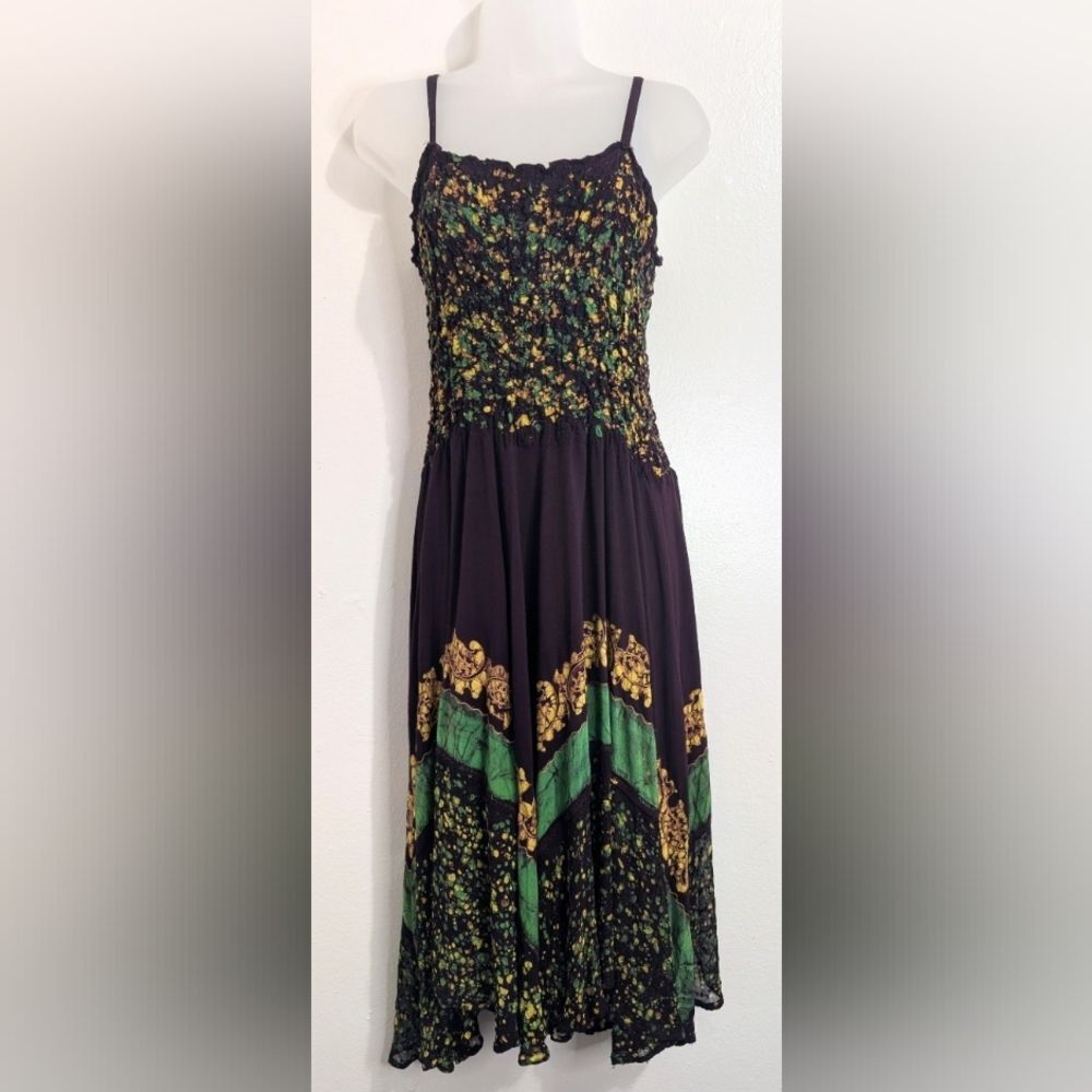 Sakkas Fairy Batik Whimsical Earthy Witchy Feminine Flirty Goddess Boho Dress FS